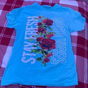 Bright blue rose T-shirt mens